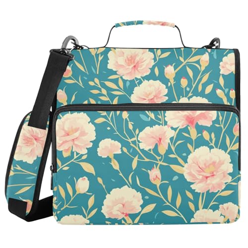 Aktenordner mit 3 Ringen, Reißverschluss, mit Riemen, mehrere Taschen, Dokumentenmappe, Organizer für Mittelschüler, Türkis von FRODOTGV