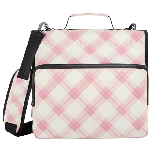 Aktenordner mit 3 Ringen, Reißverschluss, mit Schultergurt, mehrere Taschen, für die Mittelschule, Weiß / Rosa von FRODOTGV