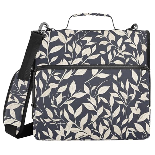 Art Leaves Organizer mit 3 Ringen, 3,8 cm, mit Griff und abnehmbarem Schultergurt, wasserdicht, Dokumentenmappe, Organizer für Mittelschüler, Grau von FRODOTGV
