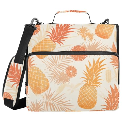 Beauty Ananas-Ordner-Organizer mit 3 Ringen, mit Griff, inklusive Reißverschlusstasche, Dokumentenmappe für Schule/Büro von FRODOTGV