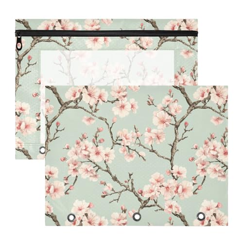Bindertaschen im Vintage-Stil, Pfirsichblüte, tragbar, 3 Ringe, Tasche für A4-Papier, Briefe, 2 Stück, Studenten, Bürobedarf Bindertaschen im Vintage-Stil, Pfirsichblüte, tragbar, 3 Ringe, Tasche für A4-Papier, Briefe, 2 Stück, Studenten, Bürobedarf von FRODOTGV