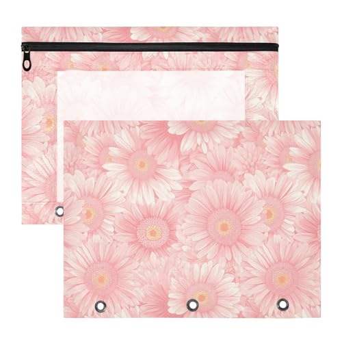 Bindertaschen mit glatten Reißverschlüssen, 3-Loch-Tasche für A4-Papier, Briefe, 2 Stück, für Lehrer, College-Zubehör, Rosa Bindertaschen mit glatten Reißverschlüssen, 3-Loch-Tasche für A4-Papier, Briefe, 2 Stück, für Lehrer, College-Zubehör, Rosa von FRODOTGV