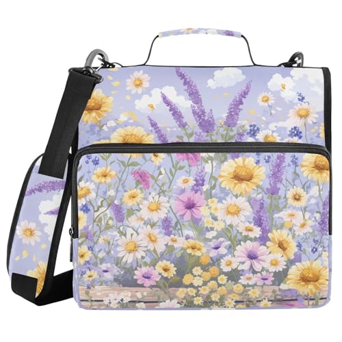 Bunte Blumen Garten 3,8 cm 3 Ringe Schule Reißverschluss Ordner mit Schultergurt und Griff, leicht zu transportieren, Dokumentenmappe für Mittelschule Bunte Blumen Garten 3,8 cm 3 Ringe Schule Reißverschluss Ordner mit Schultergurt und Griff, leicht zu transportieren, Dokumentenmappe für Mittelschule von FRODOTGV