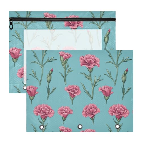 Chic Carnations Bindertaschen mit 3 verstärkten Ösen, Taschenordner für A4-Papier, Briefe, 2 Stück, für Studenten, Schulbedarf Chic Carnations Bindertaschen mit 3 verstärkten Ösen, Taschenordner für A4-Papier, Briefe, 2 Stück, für Studenten, Schulbedarf von FRODOTGV