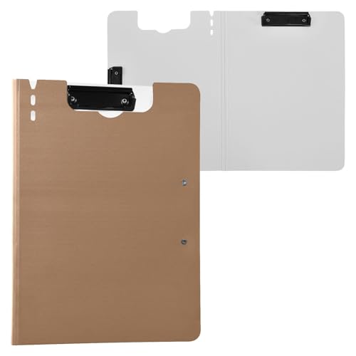 Clipboard Faltbare Bronze Einfarbig A4 Clipfolio Doppel-Clips Stifthalter Schule Klemmbrett mit festem Einband von FRODOTGV
