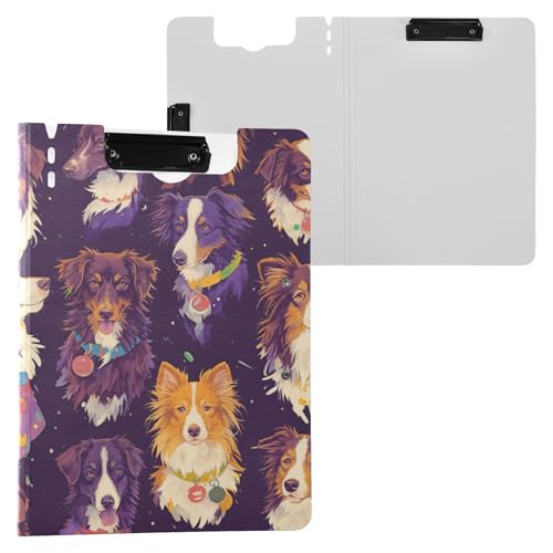Clipboard Folder Cute Sheepdog Dogs A4 Clipboard Clipfolio Horizontal and Vertical Double Clips School Clip Board with Hard Cover von FRODOTGV
