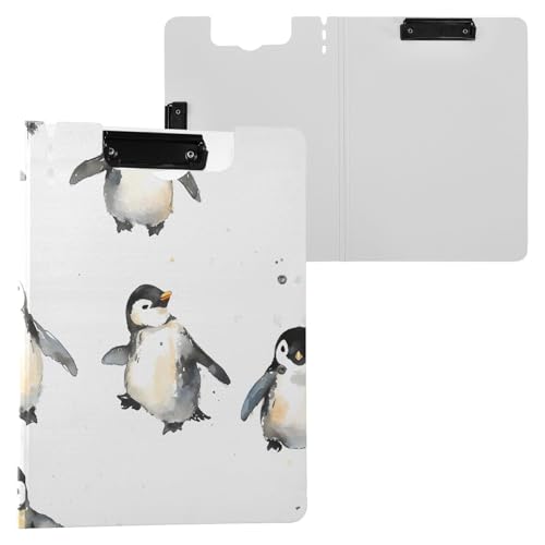 Clipboard Folder with Storage Cute Penguin A4 Clipfolio Double Metal Clips Pen Holder Office Clip Board with Cover von FRODOTGV