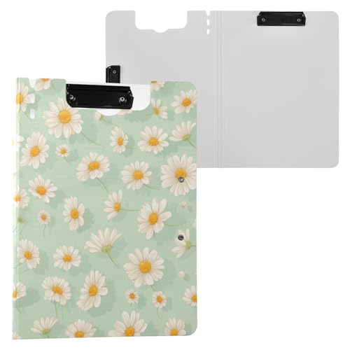 Clipboards Klappbare Klemmbretter Little Daisy Blassgrün A4 Clipfolio Horizontal und Vertikal Doppelclips Schule Klemmbrett mit Abdeckung von FRODOTGV