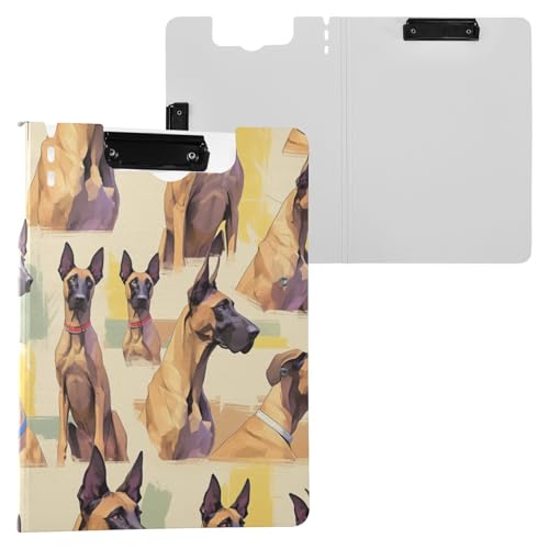 Clipfolio Faltbares Klemmbrett mit braunem Hund, A4, Doppel-Clips, Stifthalter, Still-Clipboard mit festem Einband von FRODOTGV