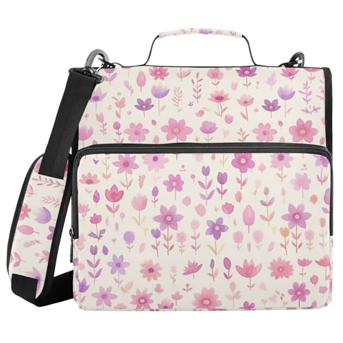 Dahlie Pink Flowers 3,8 cm 3 Ringe Organizer Ordner mit Gurt Laege Kapazität Dokumentenmappe Organizer für Mittelschüler von FRODOTGV