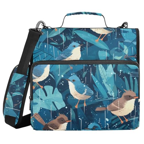 Dark Sea Birds Organizer mit 3 Ringen, 3,8 cm, mit Riemen, mehrere Taschen, Dokumentenmappe, Organizer für Büro, Schule von FRODOTGV