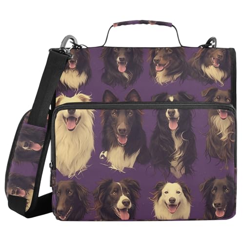 Dokumentenmappe mit süßem Schäferhund, 3,8 cm, mit Reißverschluss, mit Schultergurt, einfach zu transportieren, geeignet für Mittelschule, 3,8 cm, Violett Dokumentenmappe mit süßem Schäferhund, 3,8 cm, mit Reißverschluss, mit Schultergurt, einfach zu transportieren, geeignet für Mittelschule, 3,8 cm, Violett von FRODOTGV