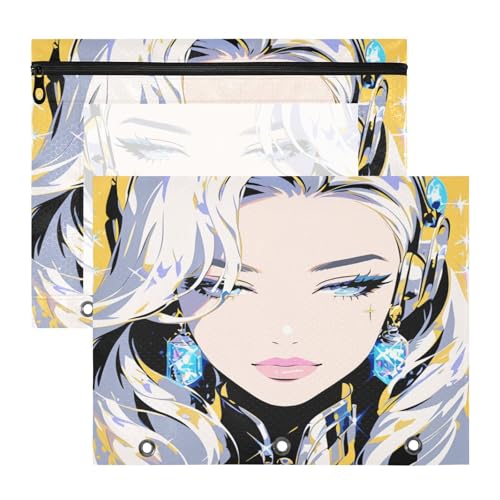 FRODOTGV Beauty Gold- und Silber-Stiftmappen, Klarsichtfenster, Kunststoff-Aktenordner für A4-Papier, Briefe, 2 Stück, Lehrer, Klassenzimmer FRODOTGV Beauty Gold- und Silber-Stiftmappen, Klarsichtfenster, Kunststoff-Aktenordner für A4-Papier, Briefe, 2 Stück, Lehrer, Klassenzimmer von FRODOTGV