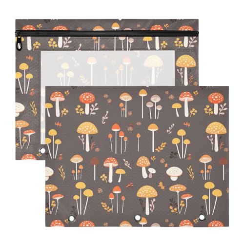 FRODOTGV Blooming Mushrooms Binder-Federmäppchen, Klarsichtfenster, Kunststoff-Aktenordner für A4-Papier, Briefe, 2 Stück, Studenten, Schulbedarf FRODOTGV Blooming Mushrooms Binder-Federmäppchen, Klarsichtfenster, Kunststoff-Aktenordner für A4-Papier, Briefe, 2 Stück, Studenten, Schulbedarf von FRODOTGV