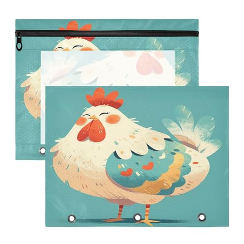 FRODOTGV Funny Chicken Blue Binder Pouches with Zipper 3-Loch Pocket for 3 Rings Binder 2 Pack Teacher Class Supplies FRODOTGV Funny Chicken Blue Binder Pouches with Zipper 3-Loch Pocket for 3 Rings Binder 2 Pack Teacher Class Supplies von FRODOTGV