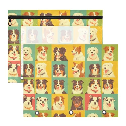 FRODOTGV Funny Dogs Face Plaid Pencil Binder Pouches Portable 3-Loch Pocket for A4 Paper Letter 2 Pack Students Art Supplies Storage FRODOTGV Funny Dogs Face Plaid Pencil Binder Pouches Portable 3-Loch Pocket for A4 Paper Letter 2 Pack Students Art Supplies Storage von FRODOTGV