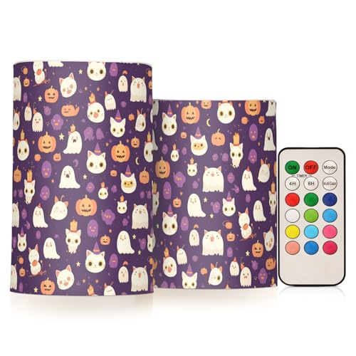 FRODOTGV Gefälschte Stumpenkerze 2er Set mit Fernbedienung Timer für Hochzeit Home Party Dekor Halloween Kürbis Katze FRODOTGV Gefälschte Stumpenkerze 2er Set mit Fernbedienung Timer für Hochzeit Home Party Dekor Halloween Kürbis Katze von FRODOTGV