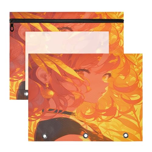 FRODOTGV Golden Girl Federmäppchen mit Reißverschluss, 3 Löcher, für A4-Papier, Briefe, 2 Stück, Lehrer-Klassenzubehör FRODOTGV Golden Girl Federmäppchen mit Reißverschluss, 3 Löcher, für A4-Papier, Briefe, 2 Stück, Lehrer-Klassenzubehör von FRODOTGV