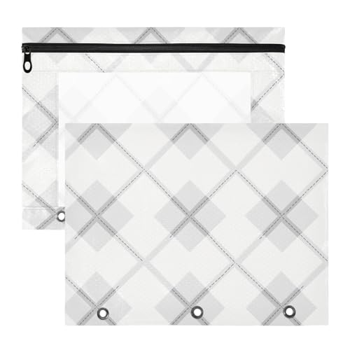 FRODOTGV Graues Gingham-Federmäppchen mit 3 verstärkten Ösen, Kunststoff-Aktenordner für A4-Papier, Briefe, 2 Stück, Studenten, Schulbedarf FRODOTGV Graues Gingham-Federmäppchen mit 3 verstärkten Ösen, Kunststoff-Aktenordner für A4-Papier, Briefe, 2 Stück, Studenten, Schulbedarf von FRODOTGV