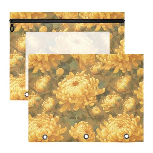 FRODOTGV Große, goldene Blumen-Bindertaschen mit Reißverschluss, Kunststoff-Aktenordner für 3 Ringe, 2 Stück, Lehrer, Kunstbedarf, Aufbewahrung FRODOTGV Große, goldene Blumen-Bindertaschen mit Reißverschluss, Kunststoff-Aktenordner für 3 Ringe, 2 Stück, Lehrer, Kunstbedarf, Aufbewahrung von FRODOTGV
