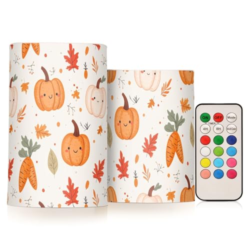FRODOTGV Orange Karotten Herbstblätter und Kürbis 2er Set LED Kerze Home Indoor Strand Küste Dekoration Batteriebetrieben mit Fernbedienung und Timer FRODOTGV Orange Karotten Herbstblätter und Kürbis 2er Set LED Kerze Home Indoor Strand Küste Dekoration Batteriebetrieben mit Fernbedienung und Timer von FRODOTGV
