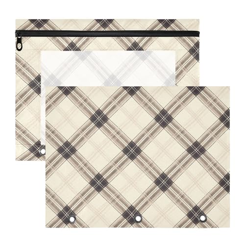 FRODOTGV Weißes Büffelkariertes Ringbuch mit glatten Reißverschlüssen, 3-Loch-Tasche für 3 Ringe, 2 Stück, Lehrer-Klassenzubehör FRODOTGV Weißes Büffelkariertes Ringbuch mit glatten Reißverschlüssen, 3-Loch-Tasche für 3 Ringe, 2 Stück, Lehrer-Klassenzubehör von FRODOTGV