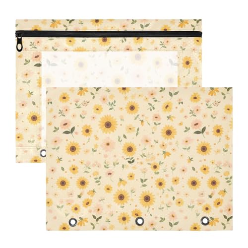 FRODOTGV Winzige Pfirsich-Sonnenblumen-Ordnertaschen, tragbar, 3 Löcher, für A4-Papier, Briefe, 2 Stück, Lehrer-Unterrichtsbedarf FRODOTGV Winzige Pfirsich-Sonnenblumen-Ordnertaschen, tragbar, 3 Löcher, für A4-Papier, Briefe, 2 Stück, Lehrer-Unterrichtsbedarf von FRODOTGV