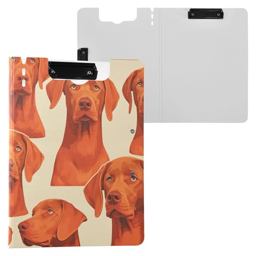 Faltbare Klemmbretter, orangefarbenes Hundegesicht, A4-Klemmbrett, Binderfolio, zwei Metall-Clips, Stifthalter, Schule, Klemmbrett mit Abdeckung von FRODOTGV