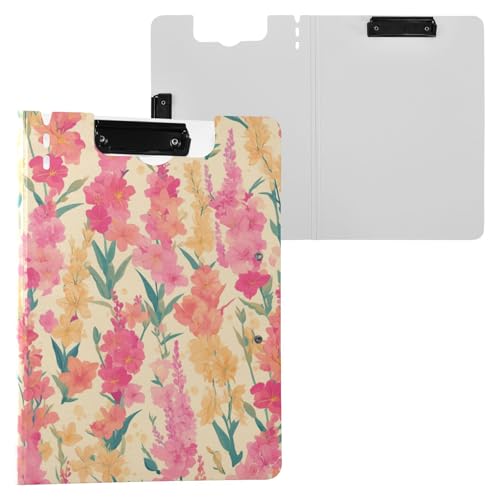 Faltbares Klemmbrett, lebendige Gladiolen-Blumen, A4-Klemmbrett, horizontal, vertikal, Doppel-Clips, Büro-Klemmbrett mit festem Einband von FRODOTGV