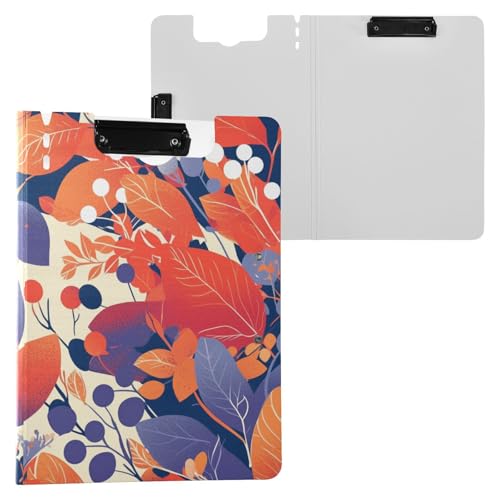 Faltbares Klemmbrett, violett-rote Eichenblätter, A4-Klemmbrett, Padfolio, zwei Metall-Clips, Stifthalter, Still-Clipboard mit Abdeckung von FRODOTGV