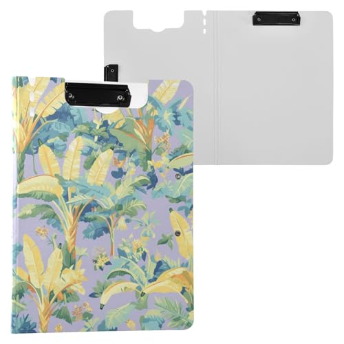 Faltbares Klemmbrett Bananen Pflanze Lila A4 Klemmbrett mit Padfolio Zwei Metallclips Stifthalter Still-Clipboard mit festem Einband von FRODOTGV