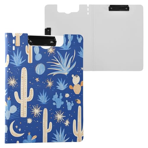 Faltbares Klemmbrett Blau Kakteen Polka Dot A4 Klemmbrett mit Binder Doppelclips Stifthalter Schule Klemmbrett mit Hardcover von FRODOTGV
