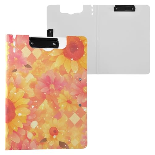 Faltbares Klemmbrett Gelb Sonnenblume Pink A4 Clipfolio Zwei Metallclips Stifthalter Büro Klemmbrett mit Hardcover von FRODOTGV