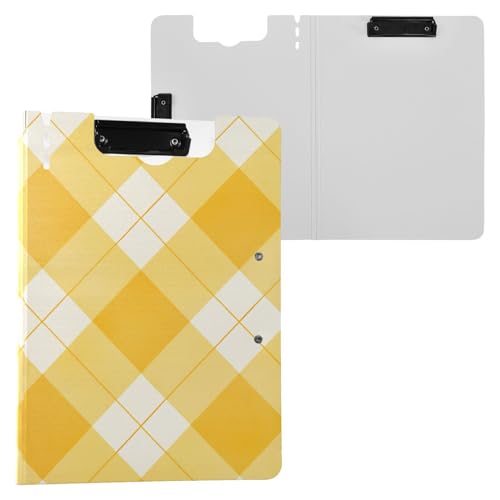 Faltbares Klemmbrett Helles Goldenrod Gelb Kariert A4 Klemmbrett mit Padfolio Doppelte Metallclips Stifthalter Schule Klemmbrett mit Abdeckung von FRODOTGV