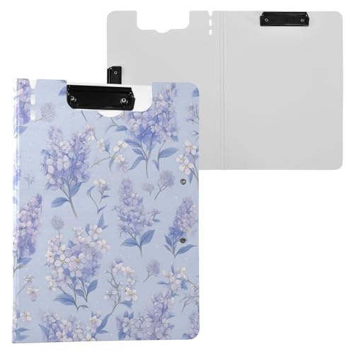 Faltbares Klemmbrett Lila Blumen Hellviolett A4 Klemmbrett Binderfolio Horizontal und Vertikal Doppelclips Büro Klemmbrett mit Hardcover von FRODOTGV