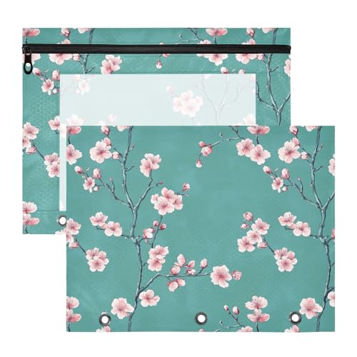 Federmäppchen, Kirschblüte, transparentes Fenster, 3 Löcher, Tasche für A4-Papier, Briefe, 2 Stück, Lehrer, Heimbedarf Federmäppchen, Kirschblüte, transparentes Fenster, 3 Löcher, Tasche für A4-Papier, Briefe, 2 Stück, Lehrer, Heimbedarf von FRODOTGV