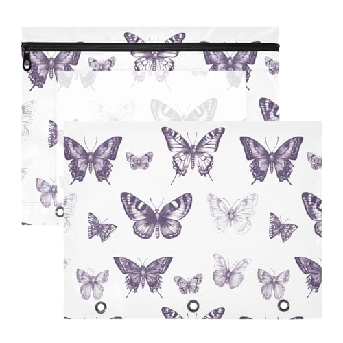 Federmäppchen mit 3 verstärkten Ösen, 3 Löchern, für A4-Papier, Briefe, 2 Stück, Lila Federmäppchen mit 3 verstärkten Ösen, 3 Löchern, für A4-Papier, Briefe, 2 Stück, Lila von FRODOTGV