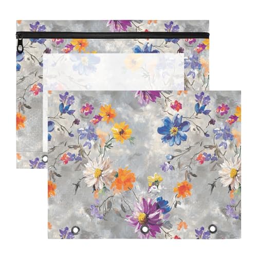 Federmäppchen mit Blumenmuster, transparent, 3 Löcher, für A4-Papier, Briefe, 2 Stück, Lehrer, Schulbedarf Federmäppchen mit Blumenmuster, transparent, 3 Löcher, für A4-Papier, Briefe, 2 Stück, Lehrer, Schulbedarf von FRODOTGV