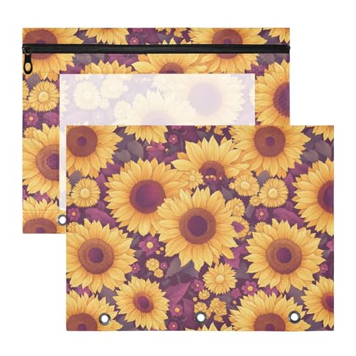 Federmäppchen mit leuchtenden Sonnenblumen, transparent, 3 Löcher, für A4-Papier, Briefe, 2 Stück, Lehrer, Klassenzimmer Federmäppchen mit leuchtenden Sonnenblumen, transparent, 3 Löcher, für A4-Papier, Briefe, 2 Stück, Lehrer, Klassenzimmer von FRODOTGV