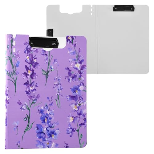 Gefaltetes Klemmbrett Lila Gladiolen Blumen A4 Klemmbrett Binder Horizontal und Vertikal Doppelclips Büro Klemmbrett mit Hardcover von FRODOTGV