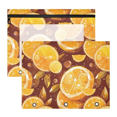 Gelbe Zitronenscheiben-Bleistiftbeutel, transparentes Fenster, 3 Löcher, Tasche für 3 Ringe, 2 Stück, Studenten, Heimbedarf Gelbe Zitronenscheiben-Bleistiftbeutel, transparentes Fenster, 3 Löcher, Tasche für 3 Ringe, 2 Stück, Studenten, Heimbedarf von FRODOTGV