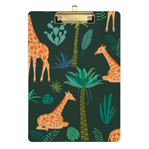 Giraffe Tropische Blätter, Acryl-Klemmbrett mit niedrigem Profil, Metallclip, Kunststoff-Klemmbrett, A4, Briefgröße, 31,8 x 22,9 cm, für Kinder, Polizei, Büro, Klassenzimmer, Klassenzimmer Giraffe Tropische Blätter, Acryl-Klemmbrett mit niedrigem Profil, Metallclip, Kunststoff-Klemmbrett, A4, Briefgröße, 31,8 x 22,9 cm, für Kinder, Polizei, Büro, Klassenzimmer, Klassenzimmer von FRODOTGV