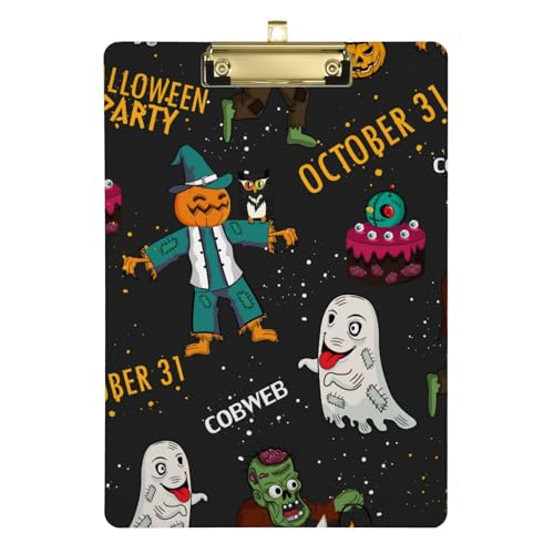 Halloween-Element, niedlicher Kürbis, Acryl-Klemmbretter mit Metallclip, transparentes Lehrer-Klemmbrett, Standard-A4, Briefgröße, 31,8 x 22,9 cm, für Studenten, Arzt, Lehrer, Klassenzimmer, Büro, Halloween-Element, niedlicher Kürbis, Acryl-Klemmbretter mit Metallclip, transparentes Lehrer-Klemmbrett, Standard-A4, Briefgröße, 31,8 x 22,9 cm, für Studenten, Arzt, Lehrer, Klassenzimmer, Büro, von FRODOTGV