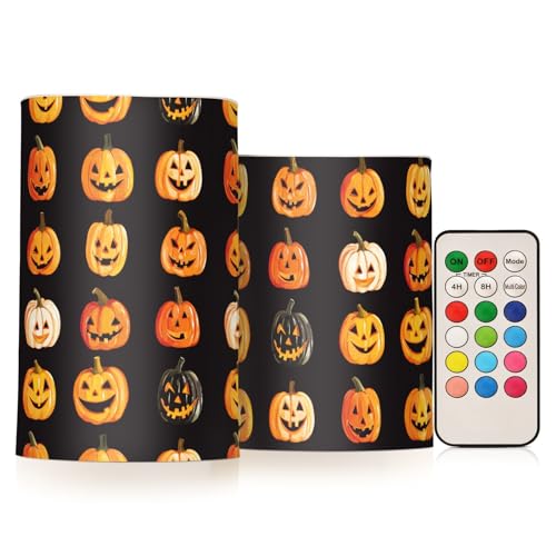 Halloween Urlaub mit verschiedenen Kürbissen Set mit 2 flammenlosen Kerzen für Hochzeit Home Party Dekor, batteriebetrieben mit Fernbedienung Halloween Urlaub mit verschiedenen Kürbissen Set mit 2 flammenlosen Kerzen für Hochzeit Home Party Dekor, batteriebetrieben mit Fernbedienung von FRODOTGV