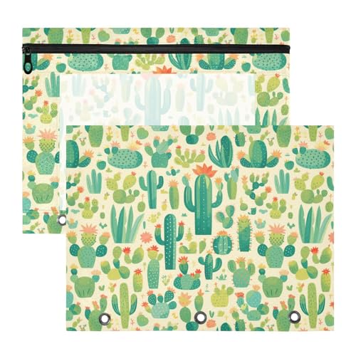Hellgrünes Kaktus-Beige Binder-Federmäppchen, transparent, 3 Löcher, Tasche für 3 Ringe, 2 Stück, Studenten, Kunstbedarf, Aufbewahrung Hellgrünes Kaktus-Beige Binder-Federmäppchen, transparent, 3 Löcher, Tasche für 3 Ringe, 2 Stück, Studenten, Kunstbedarf, Aufbewahrung von FRODOTGV