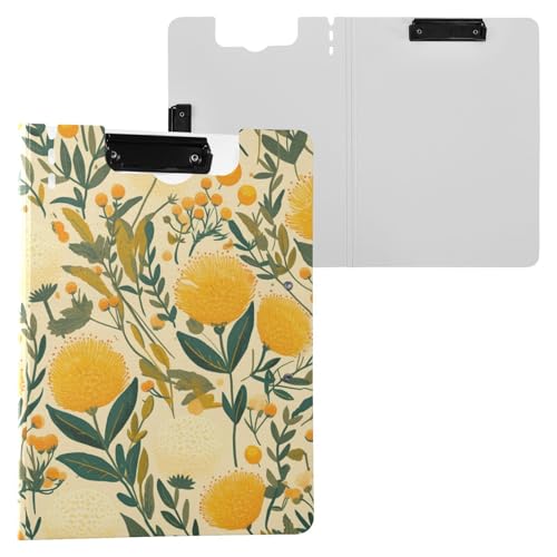 Klemmbrett, groß, gelbe Wildblumen, A4, Klemmbrett, Folio, zwei Metall-Clips, Stifthalter, Still-Clipboard mit festem Einband von FRODOTGV
