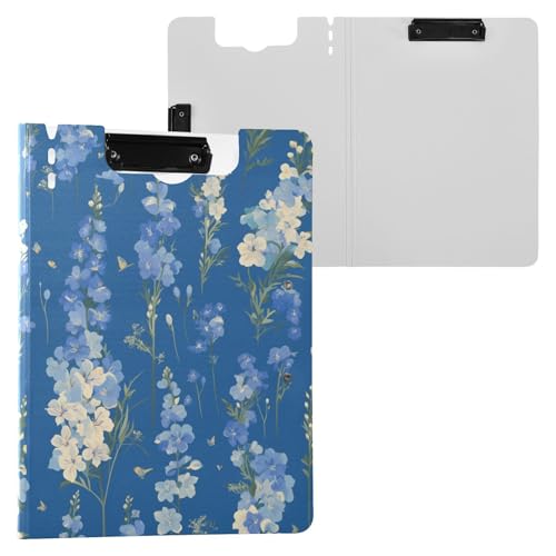 Klemmbrett Chic Dunkelblau Blumen A4 Klemmbrett Padfolio Zwei Metallclips Stifthalter Büro Klemmbrett mit Abdeckung von FRODOTGV