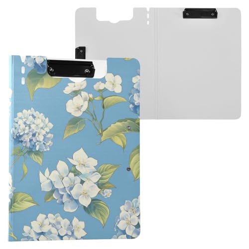 Klemmbrett Hellblau Blumen A4 Klemmbrett Binderfolio Doppelte Metallclips Stifthalter Büro Klemmbrett mit Abdeckung von FRODOTGV