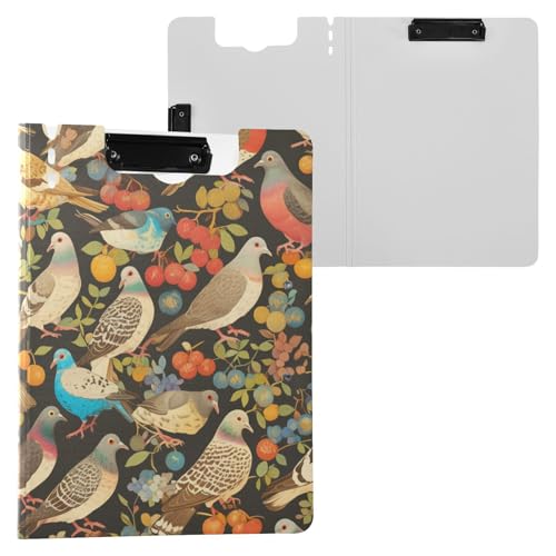 Klemmbrett-Mappe, bunte Taubenvögel, A4, Klemmbrett, Folio-Ordner, zwei Metall-Clips, Stifthalter, Schul-Klemmbrett mit festem Einband Klemmbrett-Mappe, bunte Taubenvögel, A4, Klemmbrett, Folio-Ordner, zwei Metall-Clips, Stifthalter, Schul-Klemmbrett mit festem Einband von FRODOTGV