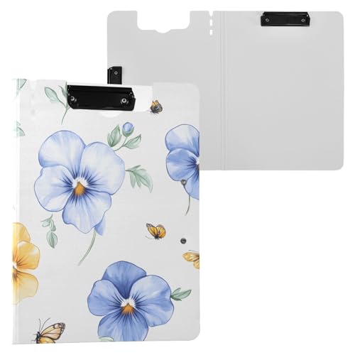 Klemmbrett-Mappe, niedliches blaues Stiefmütterchen, A4-Klemmbrett mit Padfolio, Doppel-Clips, Stifthalter, Still-Clipboard mit Abdeckung Klemmbrett-Mappe, niedliches blaues Stiefmütterchen, A4-Klemmbrett mit Padfolio, Doppel-Clips, Stifthalter, Still-Clipboard mit Abdeckung von FRODOTGV
